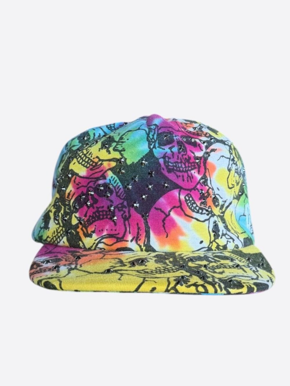 Bossi Multicolor Tie-Dye Skull Rhinestone Embellished Hat